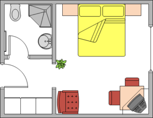 Grundriss Sonnenblumen Zimmer Gästehaus Familie Grudl